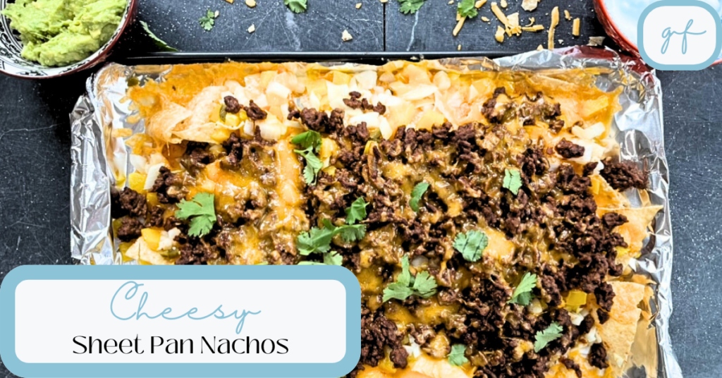 Cheesy Sheet Pan Nachos Feature Image