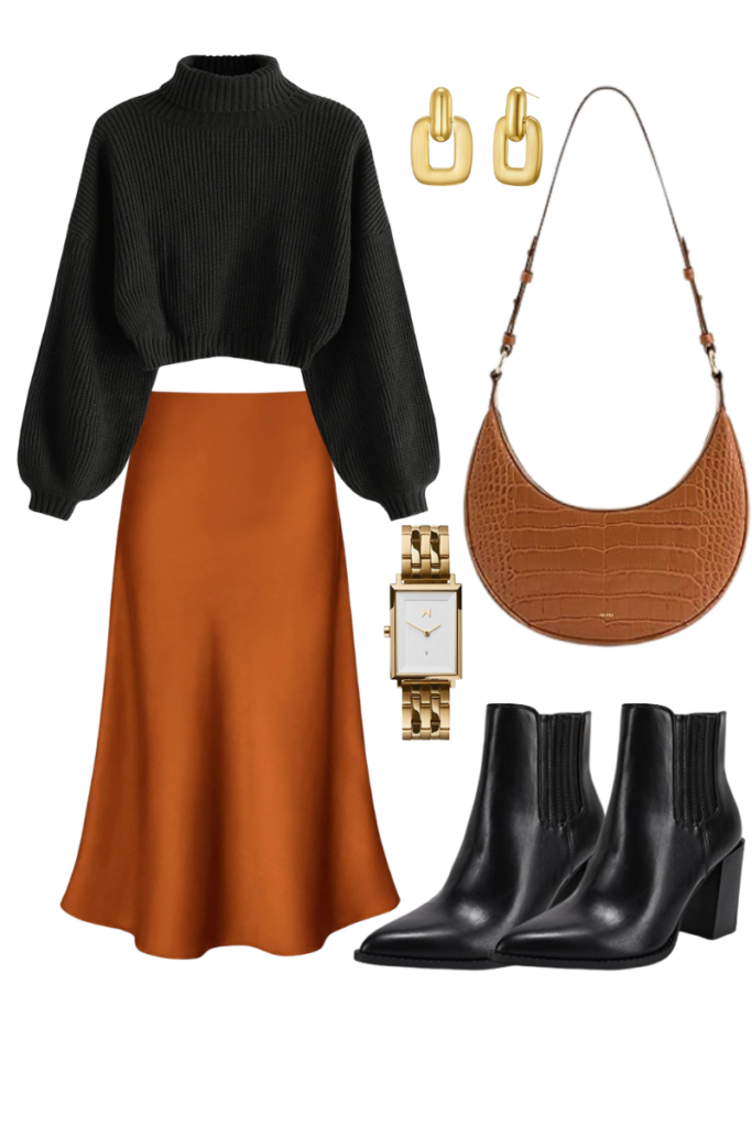 Turtleneck Sweater + Midi Skirt