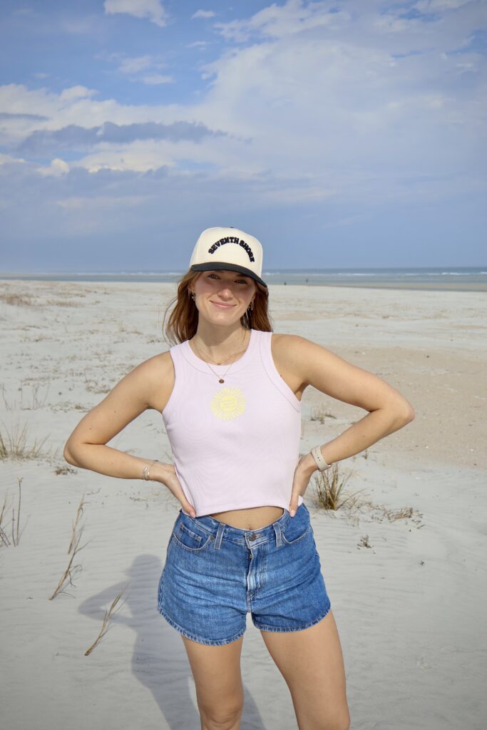 Seventh Shore Riptide Hat worn on a beach walk at golden hour